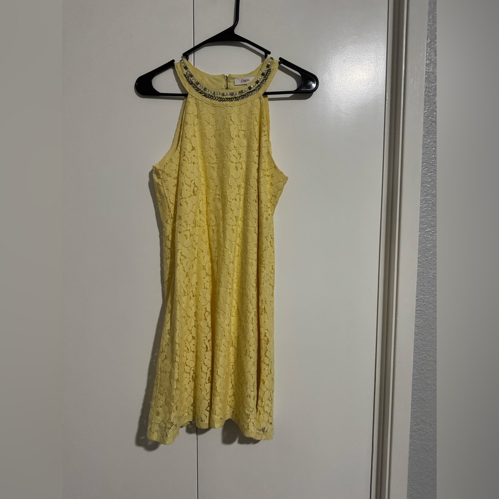 Candie's Yellow Embellished Lace Top